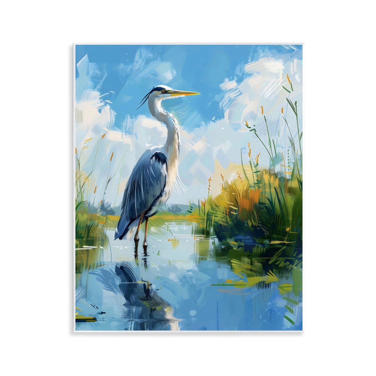 Stupell Industries Blue Heron in Wetlands Wall Plaque Art, design by LSR Design Studio